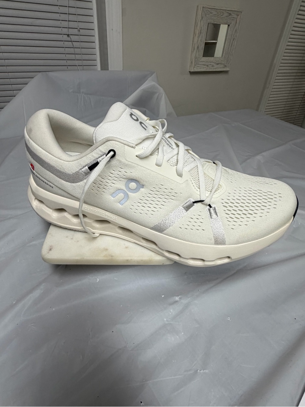On Running Men’s CloudTec Trainer — White with Light Gray Accents
